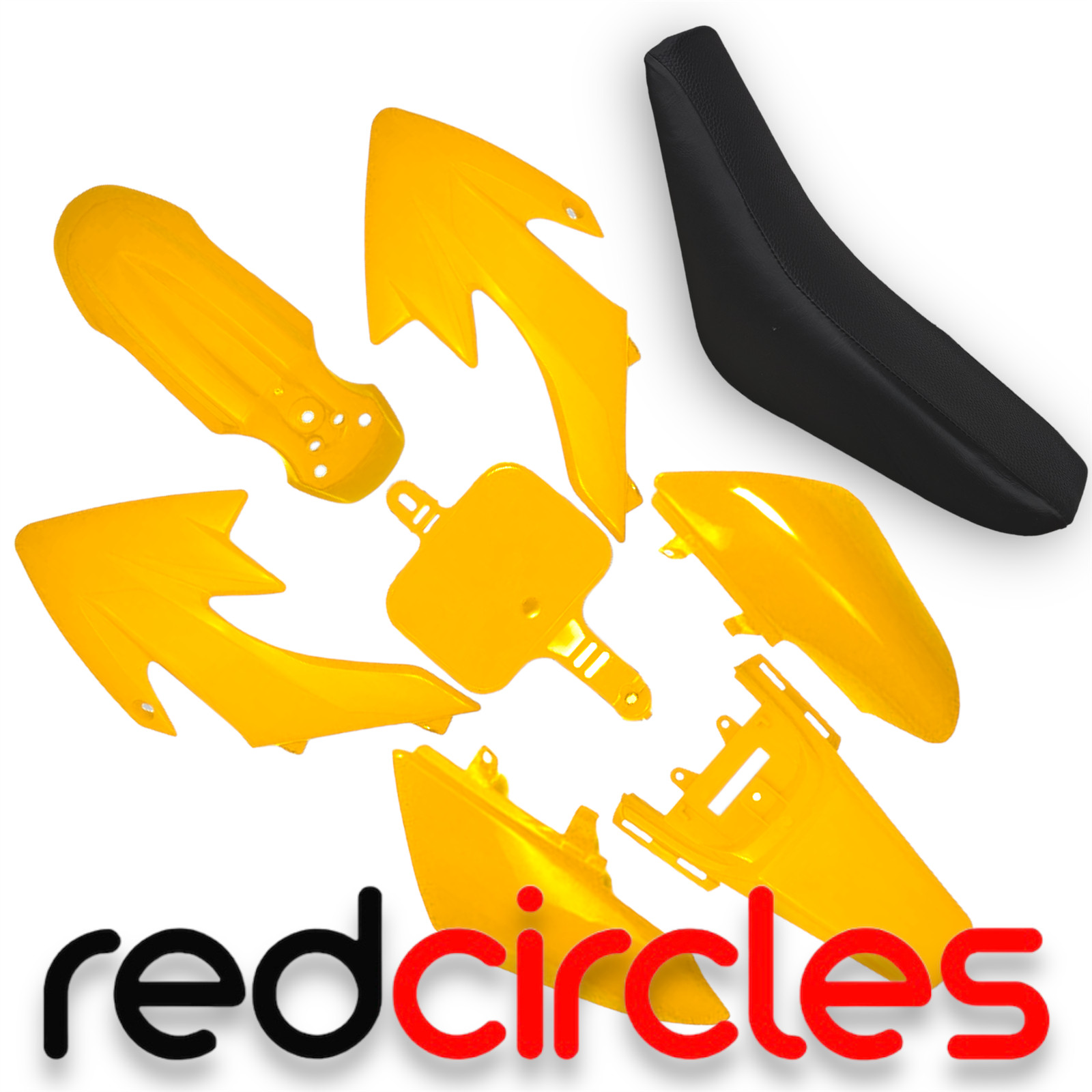 YELLOW CRF50 STYLE PIT BIKE PLASTICS SET - WITH SEAT 50cc 110cc 125cc PITBIKE