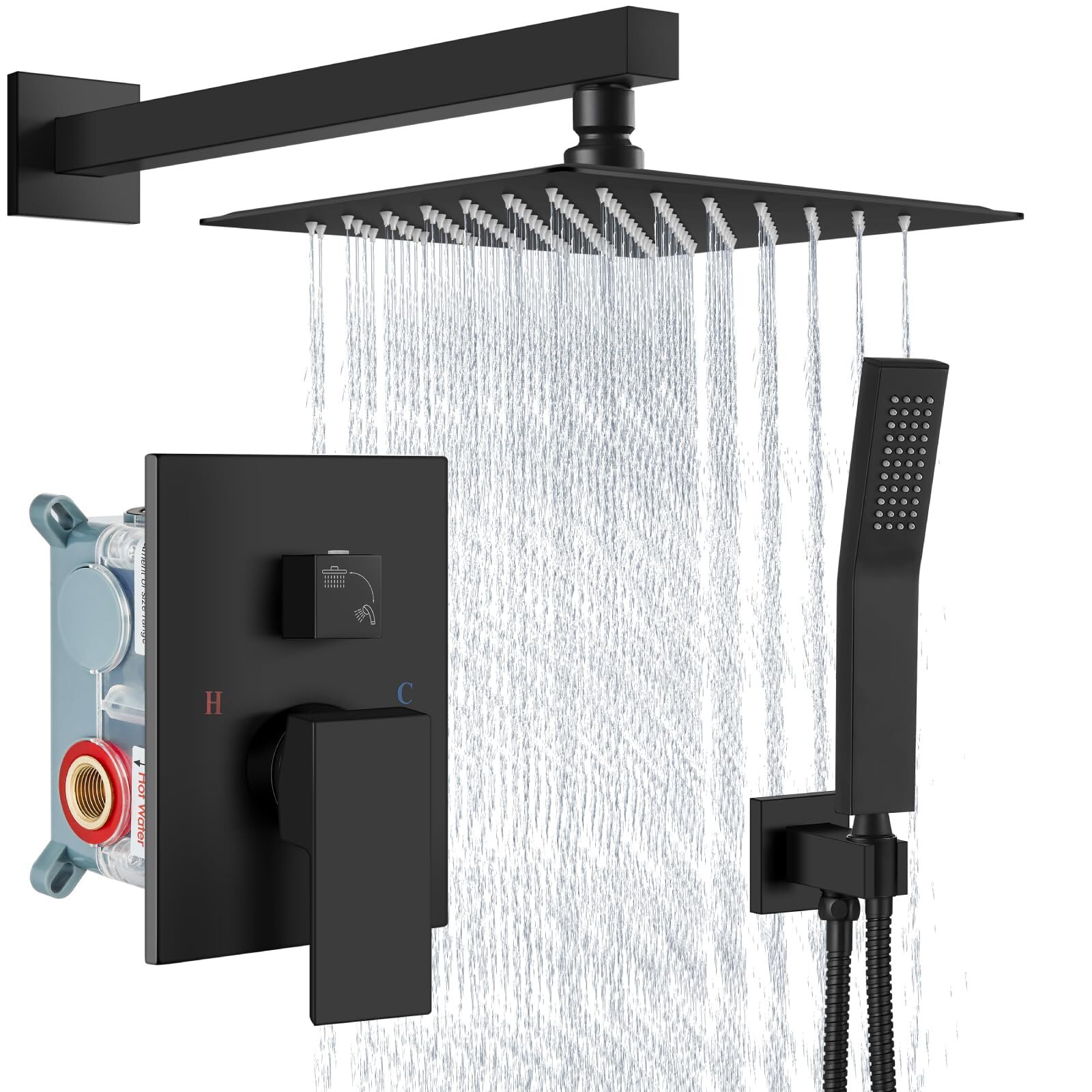 Shower Faucet Set Rain Shower System with Handheld Spray Bathroom Shower Comb...