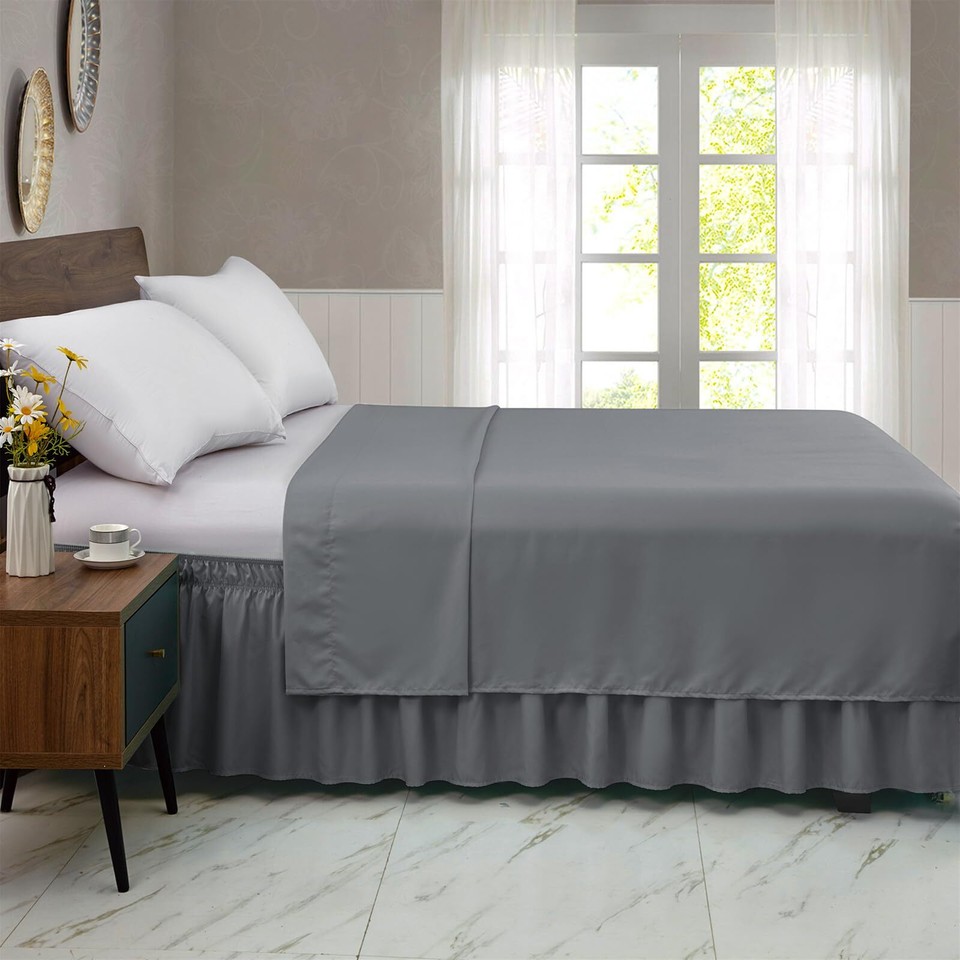 Queen Bed Skirt, Elastic Wrap Around Bed Skirt Queen Size, Bed Skirts