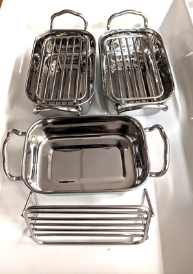 3x Edelstahl Mini Bräter Bräter Form mit abnehmbarem Grill
