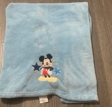 Disney Mickey Mouse Blue Baby Blanket Stars HTF/RARE
