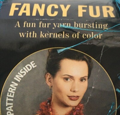 Lion Brand Yarn Skein Fancy Fur Fun Kernels of Color Knit Scarf Polyester 39 yd