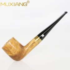 MUXIANG Olive Wood Tobacco Pipe Billiard Smoking Pipe 9mm Filter Straight Stem