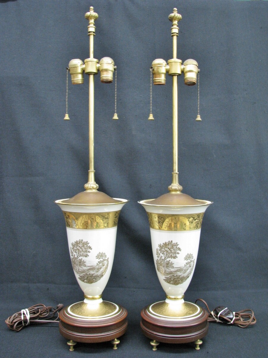 *PAIR* Vintage Rosenthal Vases Mounted As HighEnd Custom Lamps; Double
