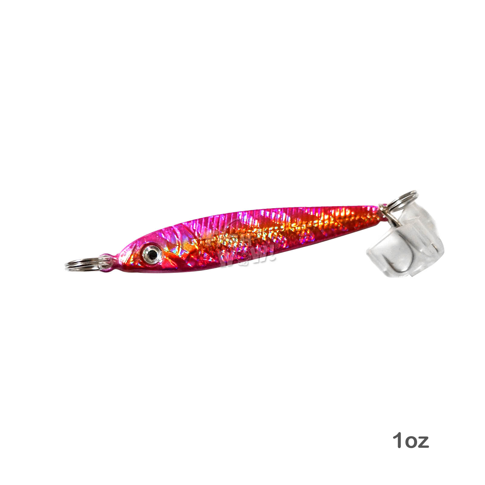 50pcs Pink Fish WOW!® 1oz Fishing Mega Metal Bait Jig luna Lure Treble Hook NEW - Image 3