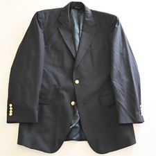 Jos A Bank 41R 42R Navy Blue Gold Button 100 Wool Blazer Suit Jacket Sport Coat