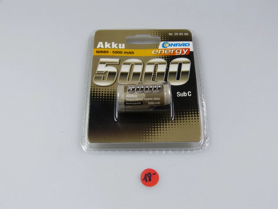 6x Conrad energy Modellbau-Akku-Einzelzelle NiMH Sub-C 1.2 V 5000 mAh Lötfahne! - Bild 3 von 3