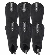 HYBRID HEAD COVERS FULL COMPLETE 4 5 6 7 8 9 SET THICK GOLF CLUB BLACK HEADCOVER