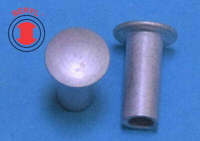 OHTR332140AL, Aluminum Oval Head Semi-tubular Rivets - 3/32''X1/4'' - 100pcs