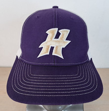 H LETTER LOGO ADJUSTABLE SNAPBACK TRUCKER/MESH HAT/CAP, PURPLE/WHITE, SPORTS