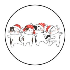 30 CHRISTMAS ENVELOPE SEALS LABELS STICKERS 1.5" ROUND CATS KITTENS