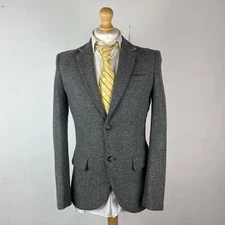 Jack Wills Moon Tweed Blazer Jacket Men's 36R Grey Country Shooting Sport