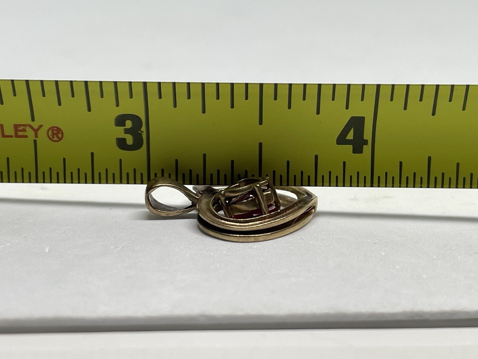 Solid 10K Yellow Gold Ruby Heart Pendant Charm 1.… - image 12