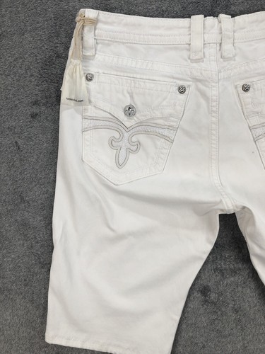 Rock Revival Mens Jack Shorts White Denim Embroidered Studded Size 42 NEW - Picture 19 of 23