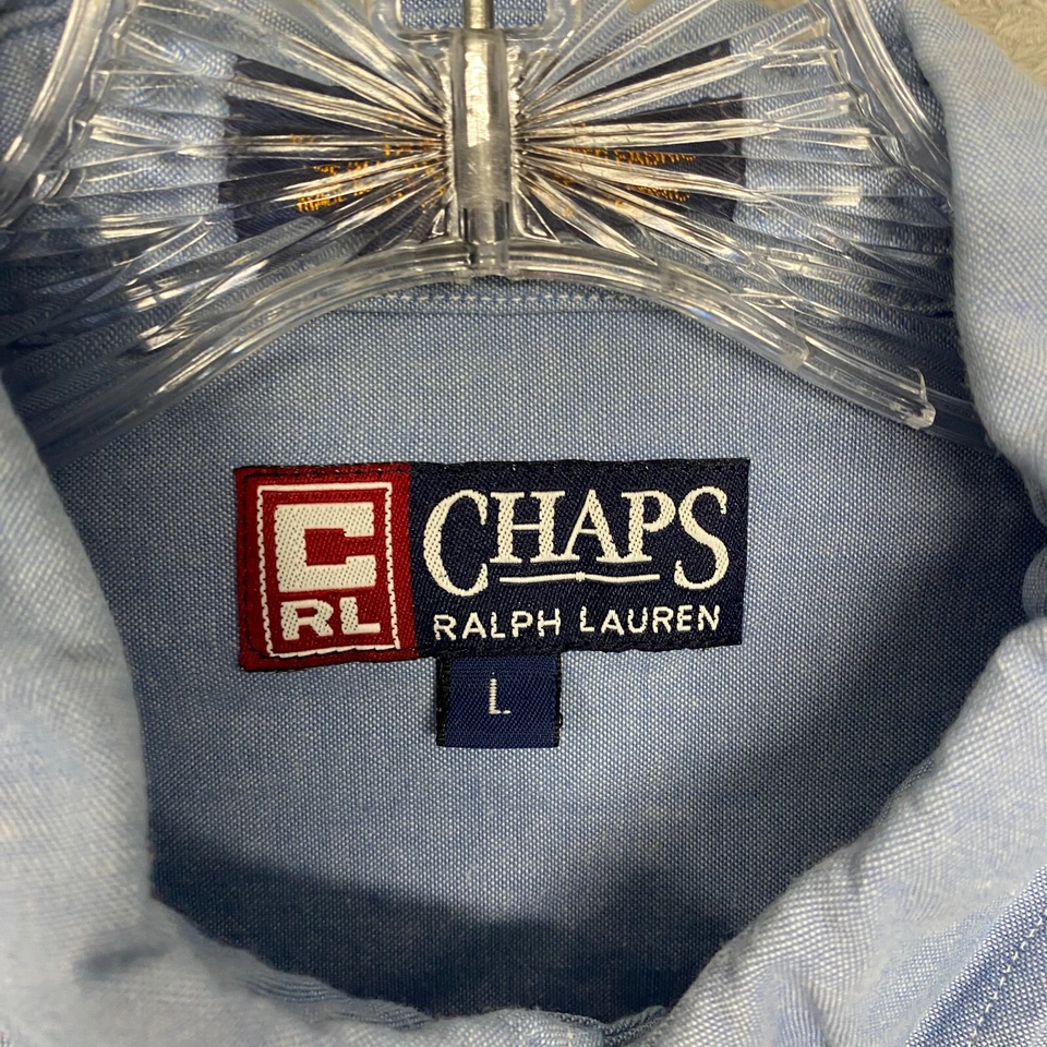 Chaps Shirt Mens Large Blue Ralph Lauren Cotton USA Oxford Button Down Pocket - Image 2 of 4