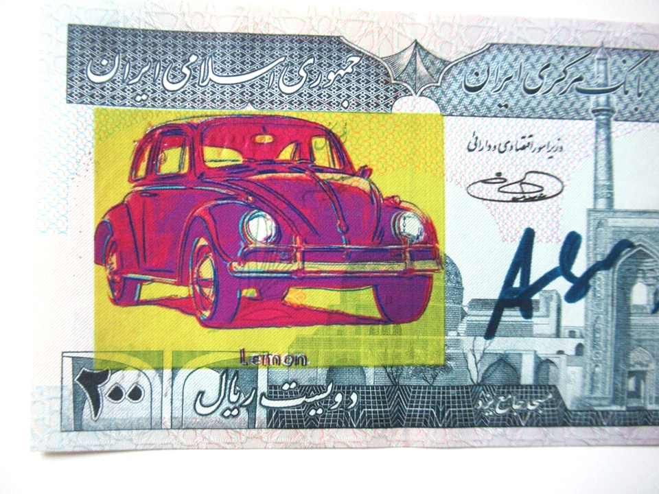 ANDY WARHOL: Banknote von WARHOL, signiert, skizziert mit Amtl. USPS-Stempel - Bild 3 von 4