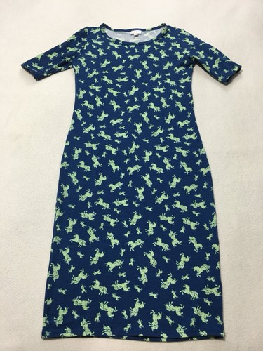 Lularoe XS Julia Dress Blue Light Green 