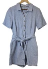 Boden Playsuit Romper Striped Blue White Cotton Linen Blend Size UK 12R