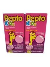 (2) Pepto Bismol Kids Chewable Tablets Bubble Gum Flavor 24 Ct Exp. 9/2026