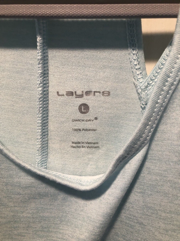 Layer8 Women’s Workout Qwick Dry Shirt Color Light Blue Size Large - Image 3 of 4