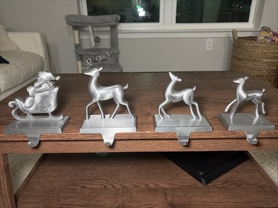 Silver Christmas Stocking Hangers Set Of 4