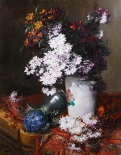 tableau ancien fleurs Alfred Rouby nature morte impressionnisme