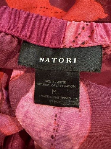 Natori Floral Satin Pajama Pants Womens Medium Elastic Lounge Travel Resort - Picture 3 of 7