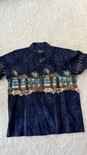 hawaiian reserve collection shirt Button Up Tiki Blue Mens XL Usa Made Cotton