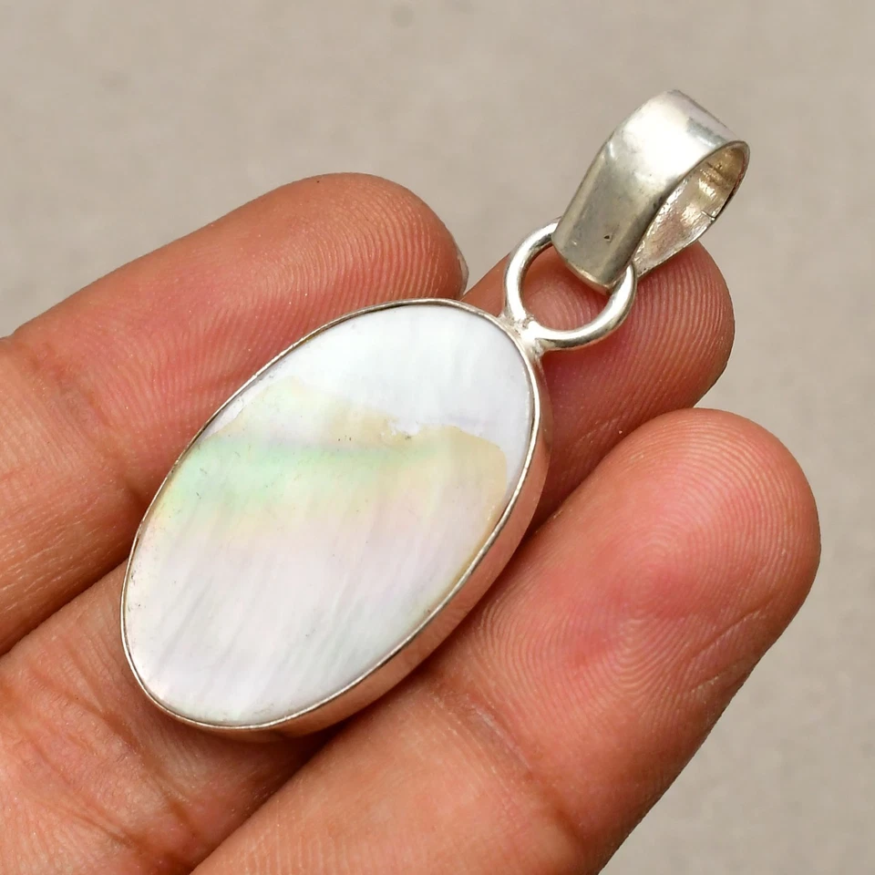 Perlmutt Edelstein 925 Sterlingsilber Handarbeit Schmuck Anhänger 1,69 Zoll - Bild 2 von 4