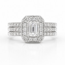0.75 cttw Natural Diamond Vintage Ring Solid 14KT White Gold