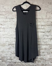 ANDERSON Women's Small Dark Grey 100% Cotton Sleeveless T Tee Shirt Dress Pocket