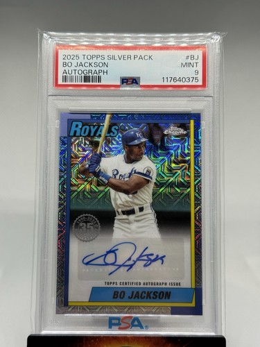 2025 Topps Silver Pack 1990 Topps Chrome Bo Jackson Auto /50 #90CA-BJ PSA 9