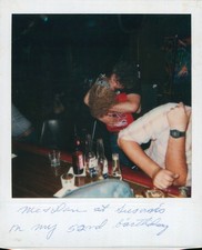 Old Vintage Photo COLOR POLAROID MAN WOMAN COUPLE KISSING BAR CORONA BEER