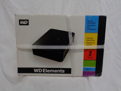 WD Elements Desktop Black 2TB USB 2.0 External Hard Drive HDD WDBAAU0020HBK-01