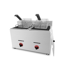 Friggitrice a Gas GPL 2*20L Commerciale Acciaio Inox Ristorazione Friggitrice Doppio Serbatoio