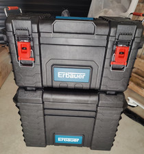 Erbauer Connecx Tool Storage System 2 Piece Heavy Duty Lockable Tool Box Set Bla