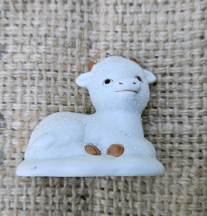 Vintage Homco Nativity 5609 Cow or Calf Figurine Textured Porcelain Christmas 