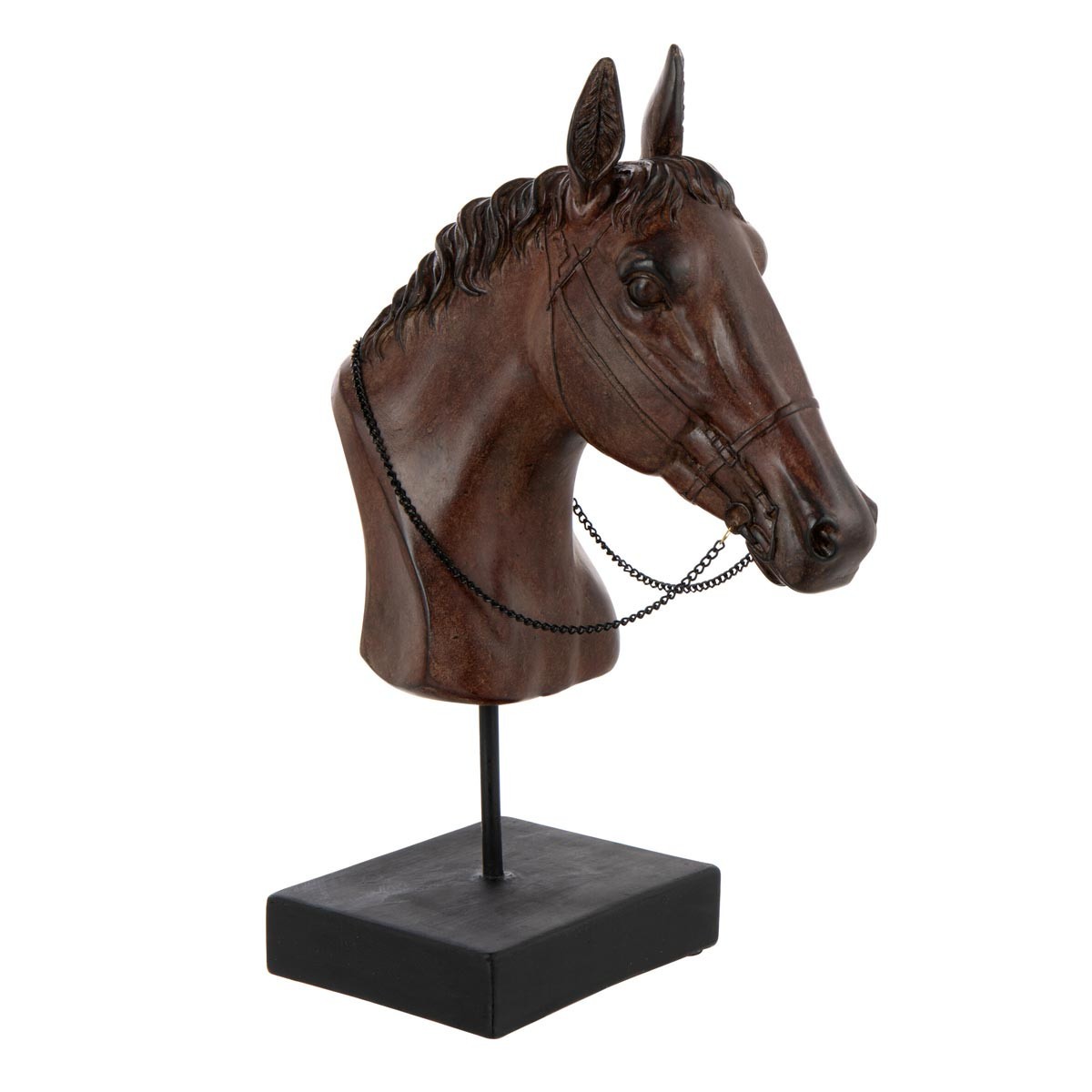 Buste de tête de cheval Ronny marron de 35cm, idée cadeau cavalier