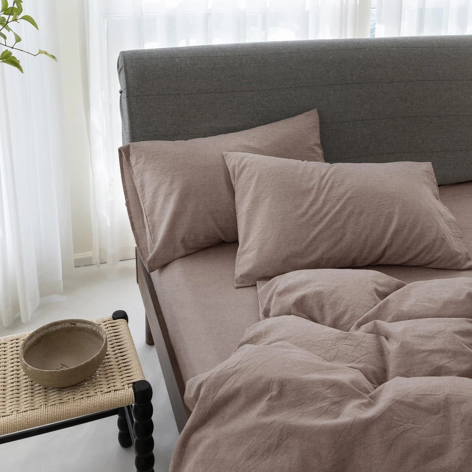 Juego de funda nórdica Cooling Queen 3 piezas - 100 % algodón lavado lino como texturizado... Foto 4 de 4