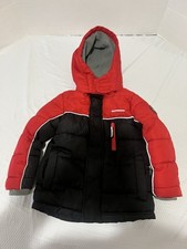  110 Weatherproof Kids Boys Sz 4 Red Black Zip Up Hooded Jacket Coat