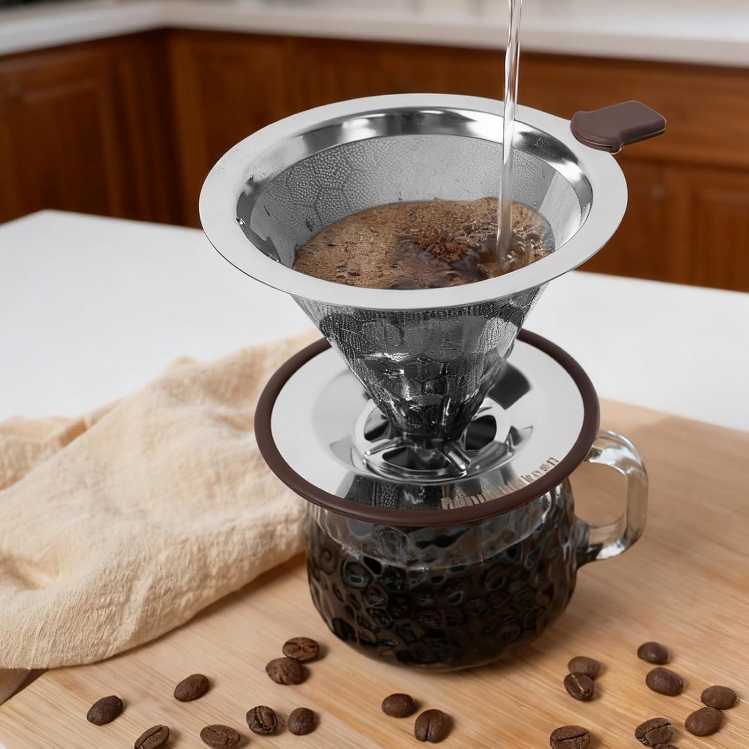 Pour over Coffee Dripper, Stainless Steel Coffee Filter, Paperless Reusable Coff