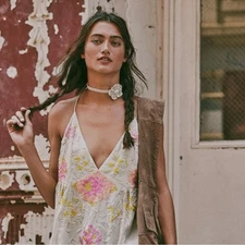 Free People Bohemian Beachy Crochet Flower 70s Olympus Choker NWT Ethereal Ivory