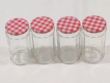 Four 4 Empty Jam Glass Jars  New Lids 13.5fl.oz Exc. Cond Lot 1 One Day SALE