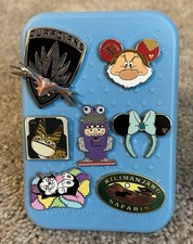 Disney 7 Pin Lot with Mini PinFolio Board - Boo Grumpy Figaro Safaris Guardians
