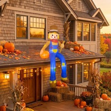 8 FT Outdoor Lighted Thanksgiving Inflatable Scarecrow Yard Decoration Holiday