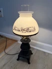Vintage Currier & Lives Milk Glass Cast Iron Potbelly Stove Electric Table Lamp