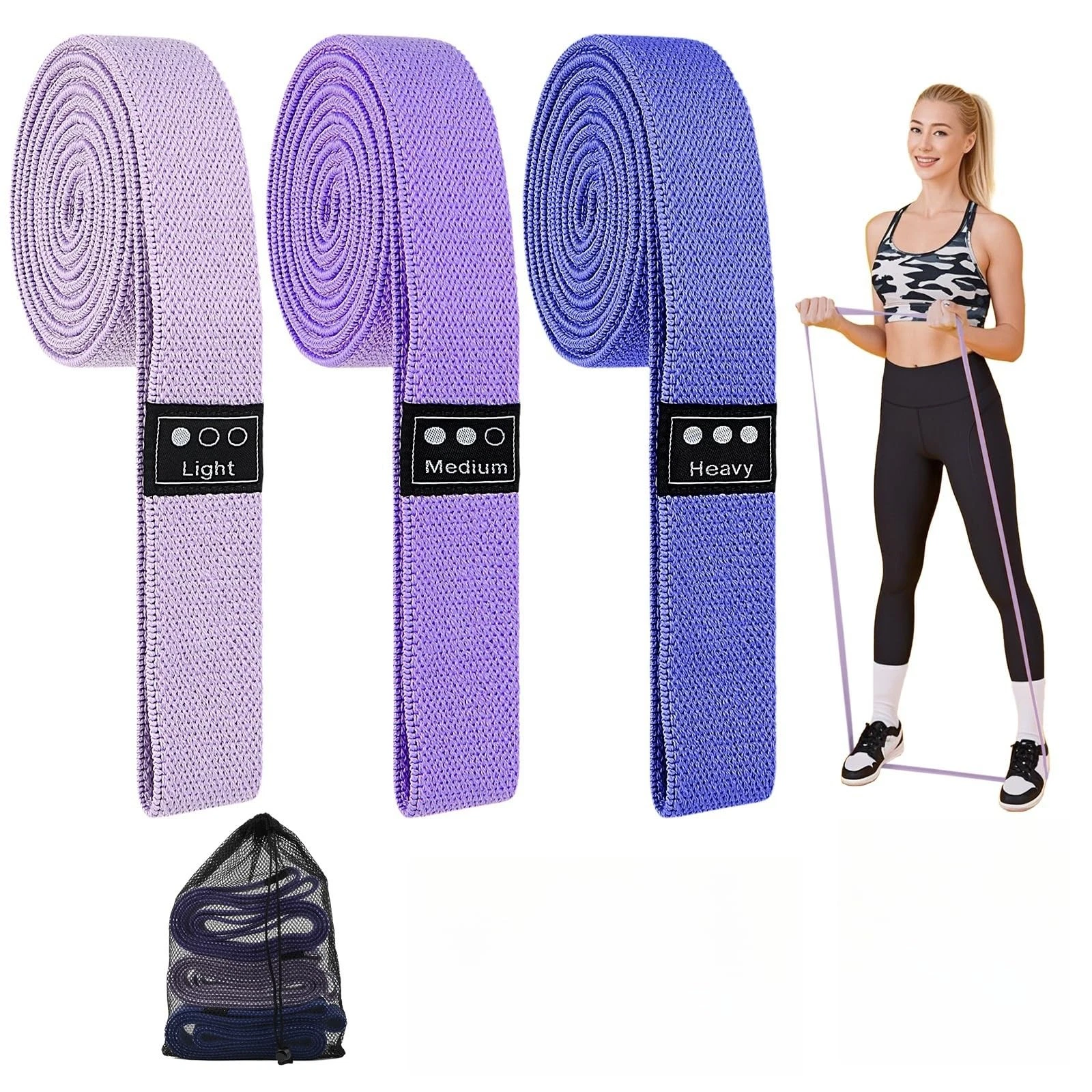 CEILIWEN Resistance Bands Set L100*W3cm, Gradual Purple (Light+Medium+Heavy)
Opens in a new window o