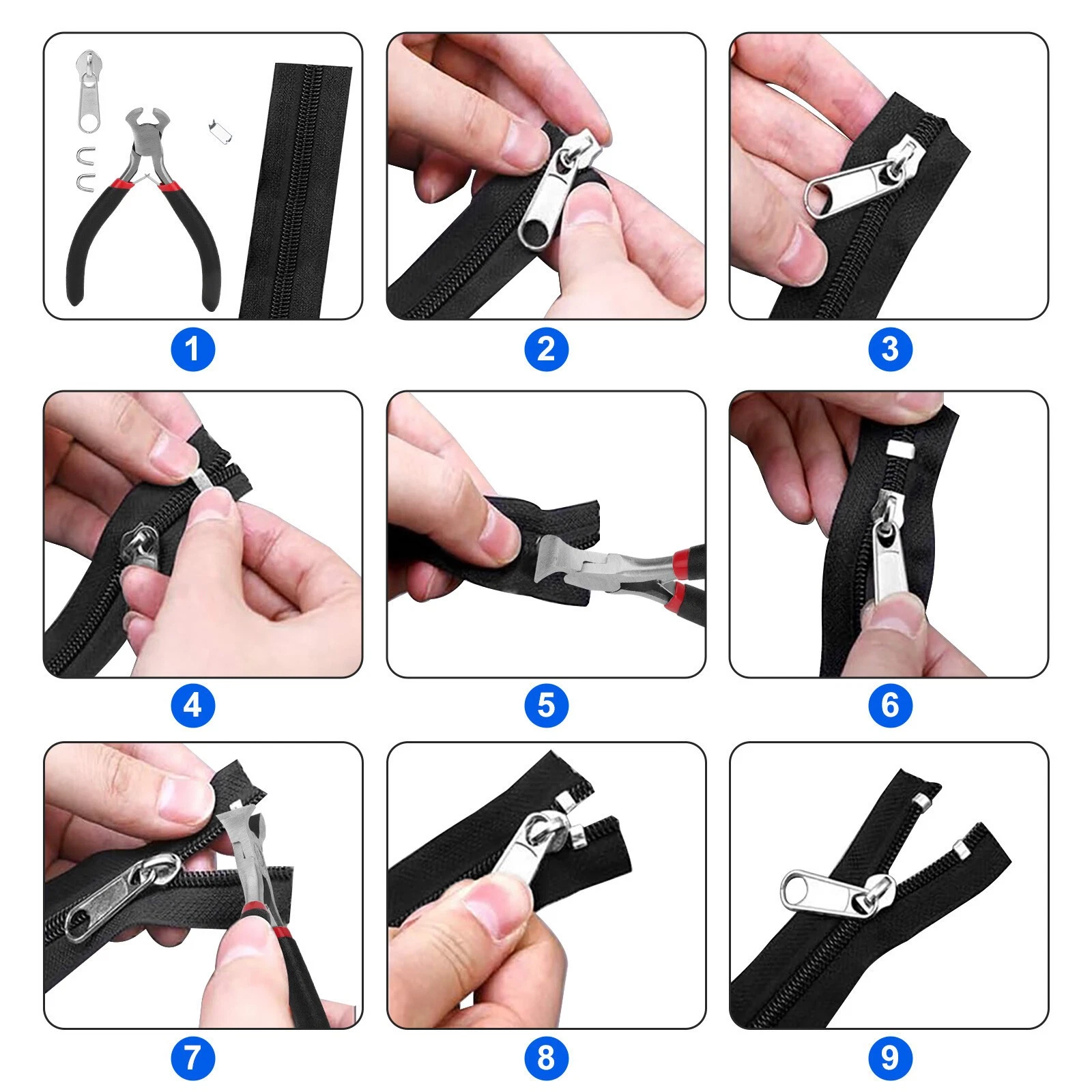85Pcs Fix Zipper Zip Slider Repair Instant DIY Kit Removable Rescue Replacement - product detail image 6