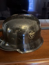 2. WK M34 Feuerschutzpolizei  Stahlhelm Entnazifiziert