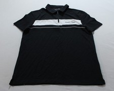 Calvin Klein Men's S/S Piped Logo Zip Pique Polo Shirt EJ3 Black Small NWT